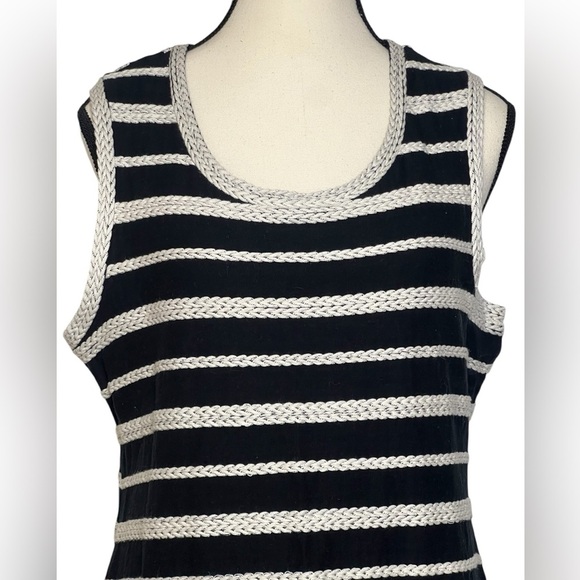 Max studio women’s size 8 Black and White Striped Sleeveless Dress 100% cotton - Picture 3 of 9